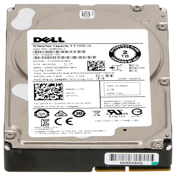 Dell 2TB 7.2K RPM SAS 12Gbps 2.5" Hard Drive
